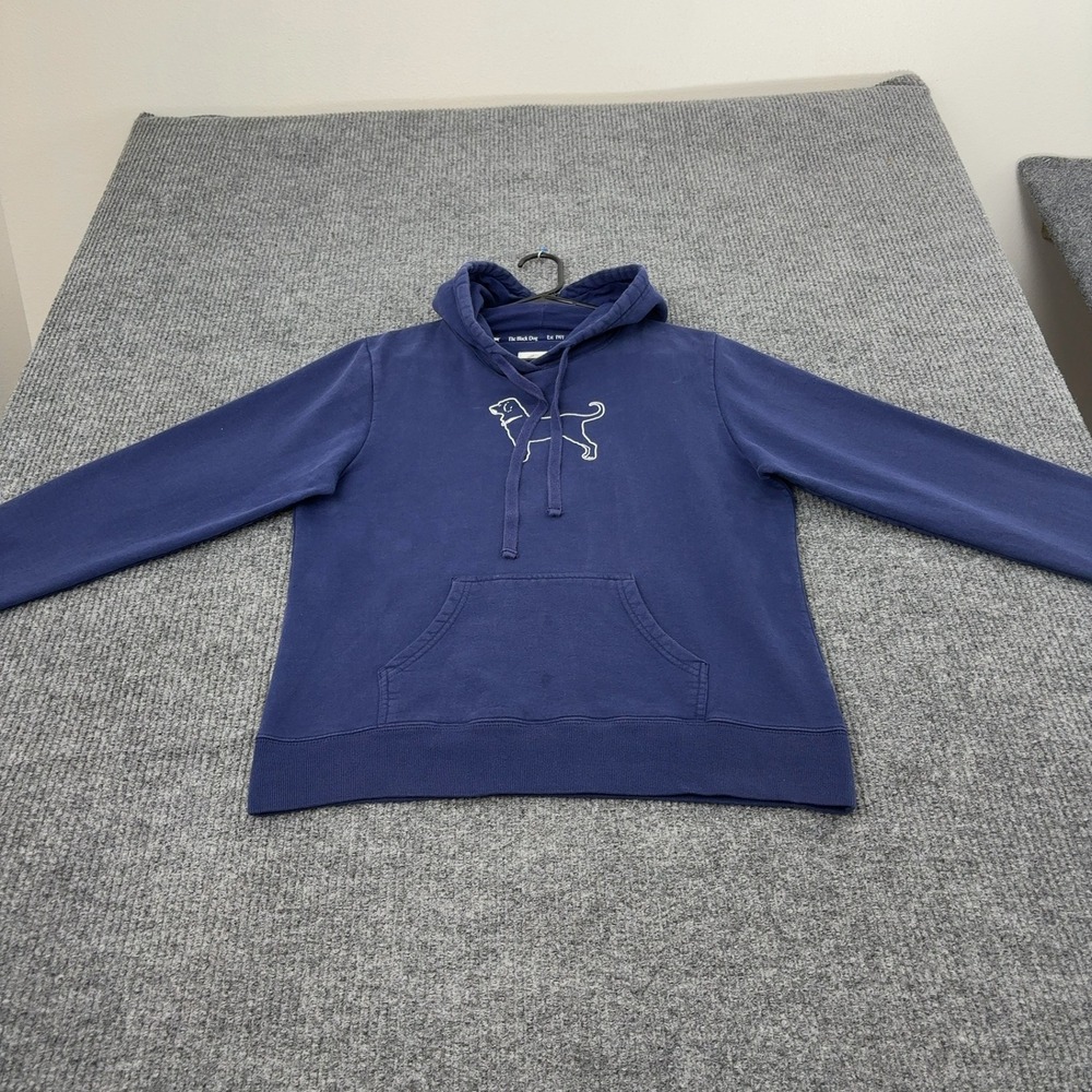 The Black Dog Hoodie Small Blue Cotton Blend Graphic Pullover Coastal Casual